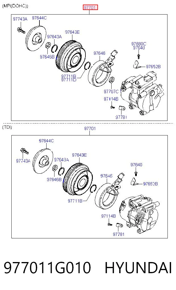 977011G010 Hyundai/Kia Компрессор хладагента