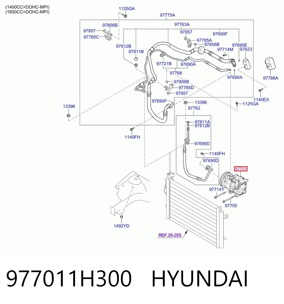 Компрессор кондиционера 977012R340 HCC