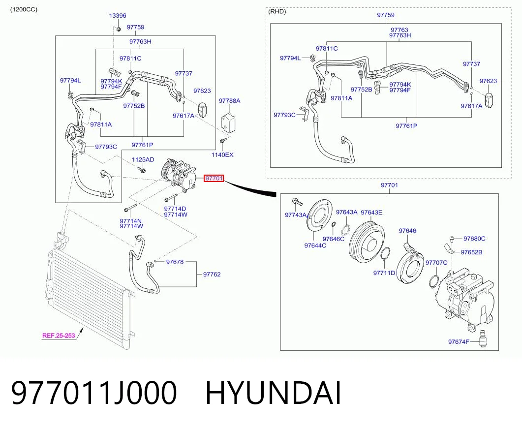 977011J000 Hyundai/Kia Компрессор хладагента