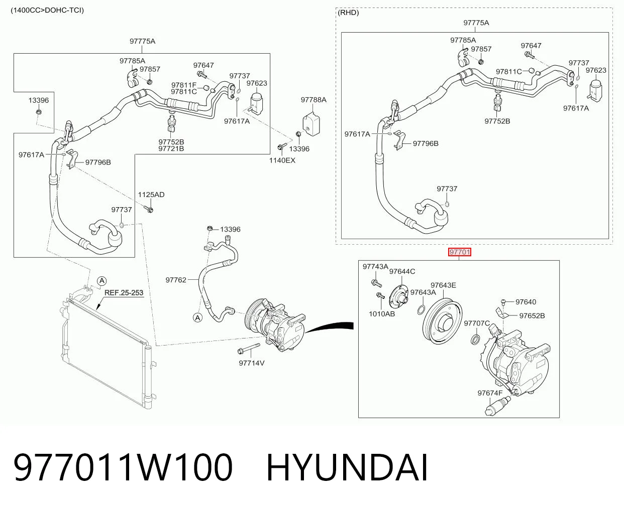 977011W100 Hyundai/Kia Компрессор хладагента