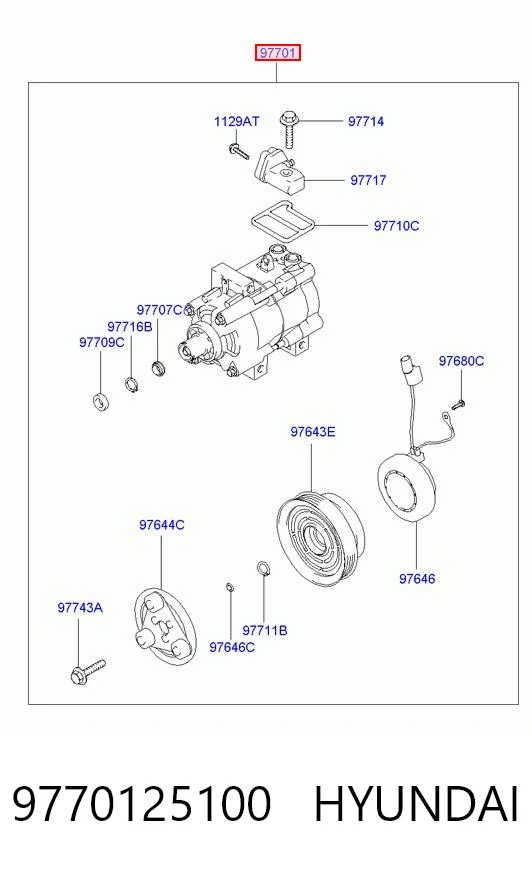 9770125100 Hyundai/Kia Компрессор хладагента