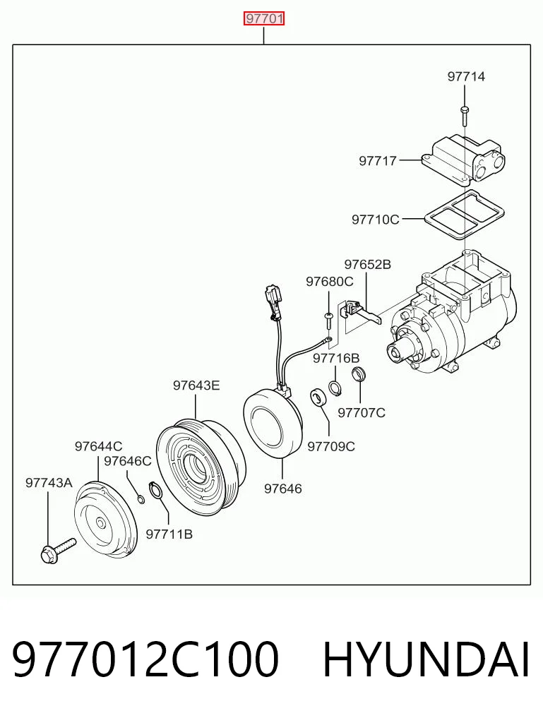 977012C100 Hyundai/Kia Компрессор хладагента