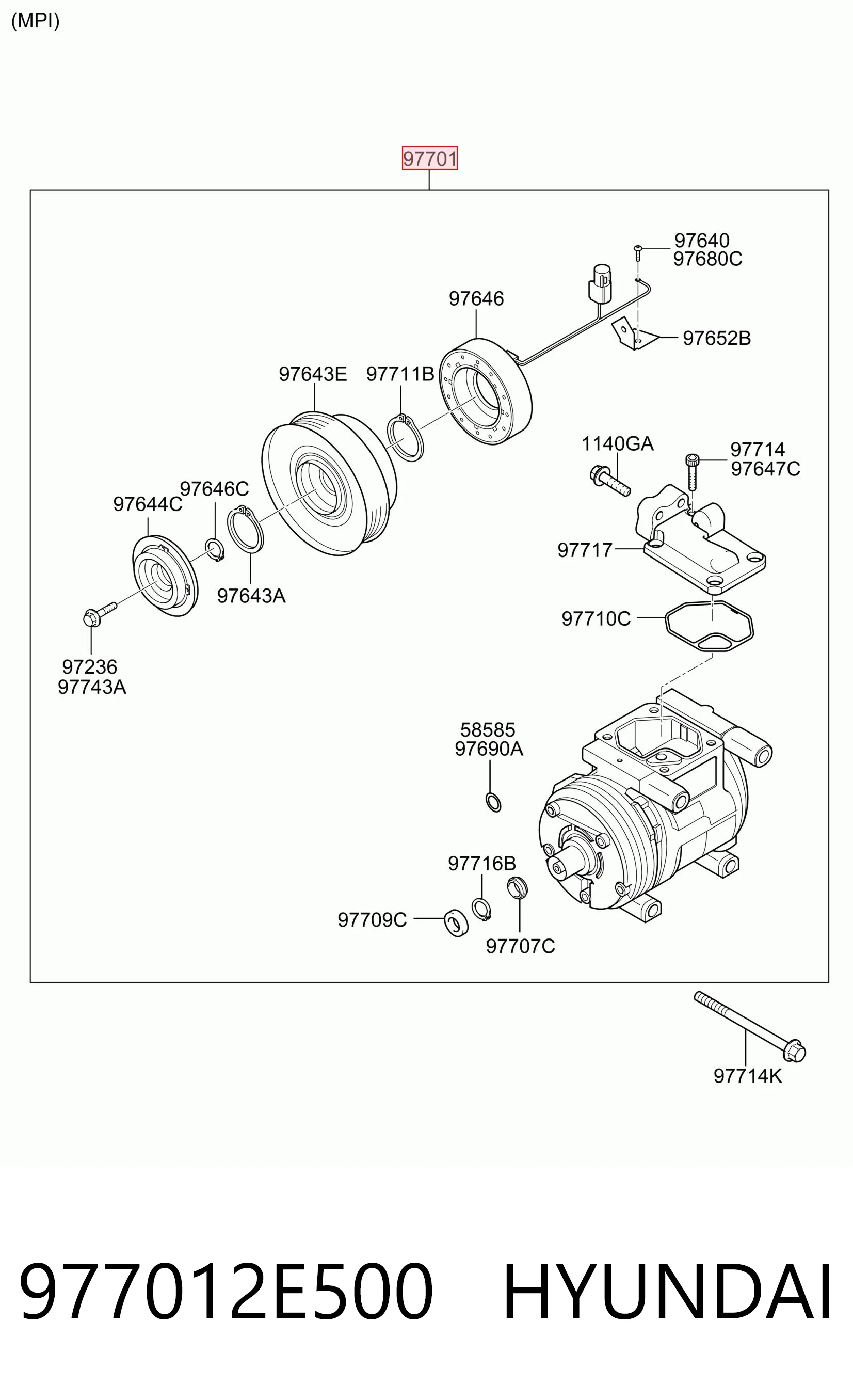 977012E500 Hyundai/Kia Компрессор хладагента