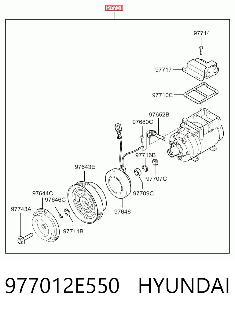 977012E550 Hyundai/Kia Компрессор хладагента