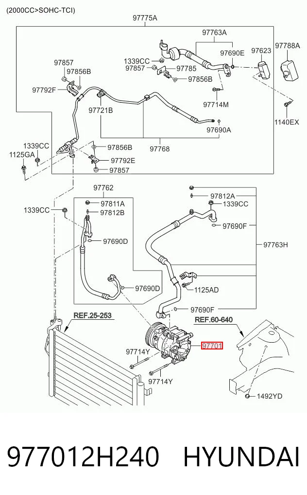 977012H240 Hyundai/Kia Компрессор хладагента