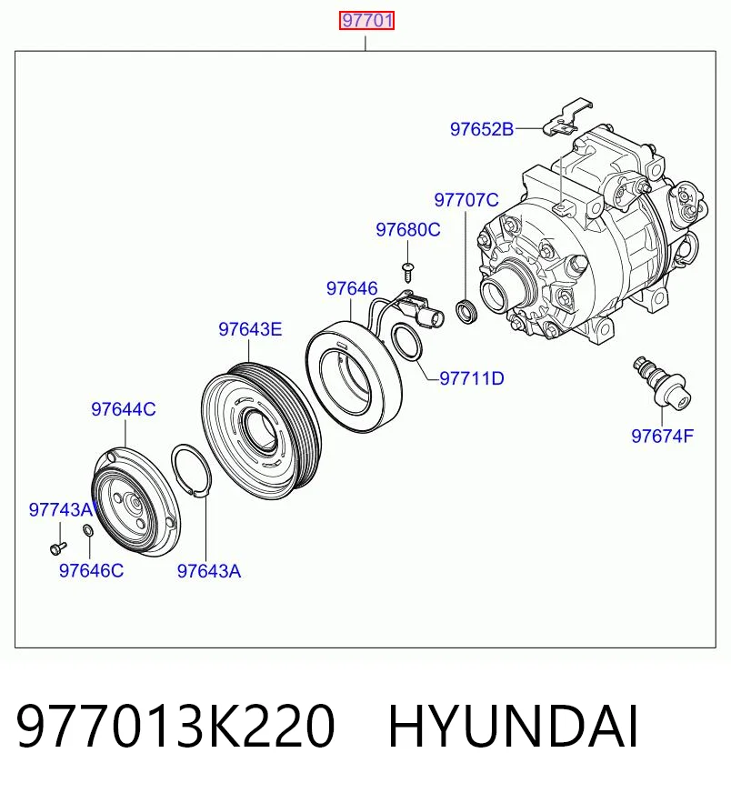 977013K220 Hyundai/Kia Компрессор хладагента
