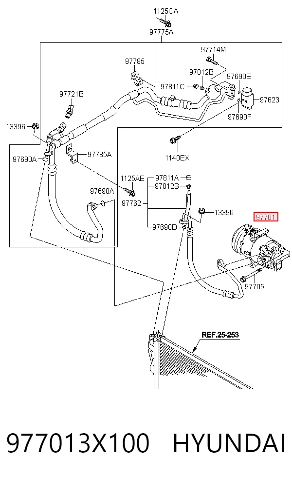 977013X100 Hyundai/Kia Компрессор хладагента