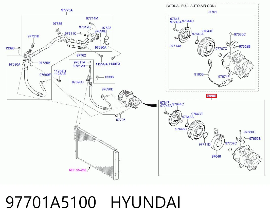 97701A5100 Hyundai/Kia Компрессор хладагента
