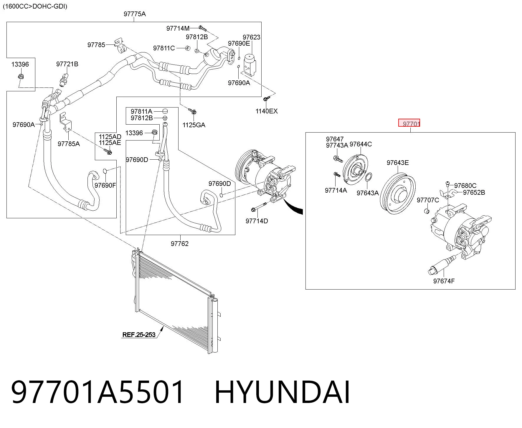 97701A5501 Hyundai/Kia Компрессор хладагента