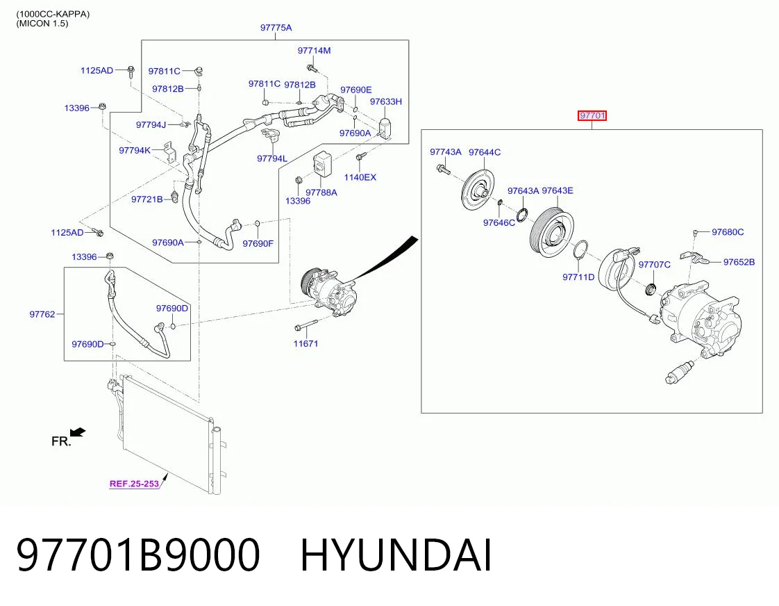 97701B9000 Hyundai/Kia Компрессор хладагента