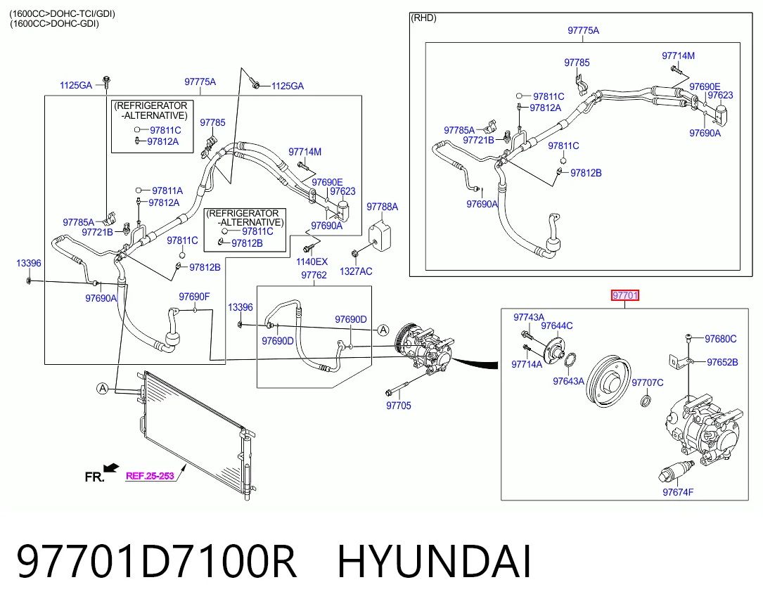 97701D7100R Hyundai/Kia Компрессор хладагента