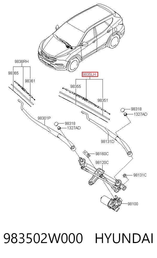 983502W000 Hyundai/Kia Щетка-дворник лобового стекла, водительская