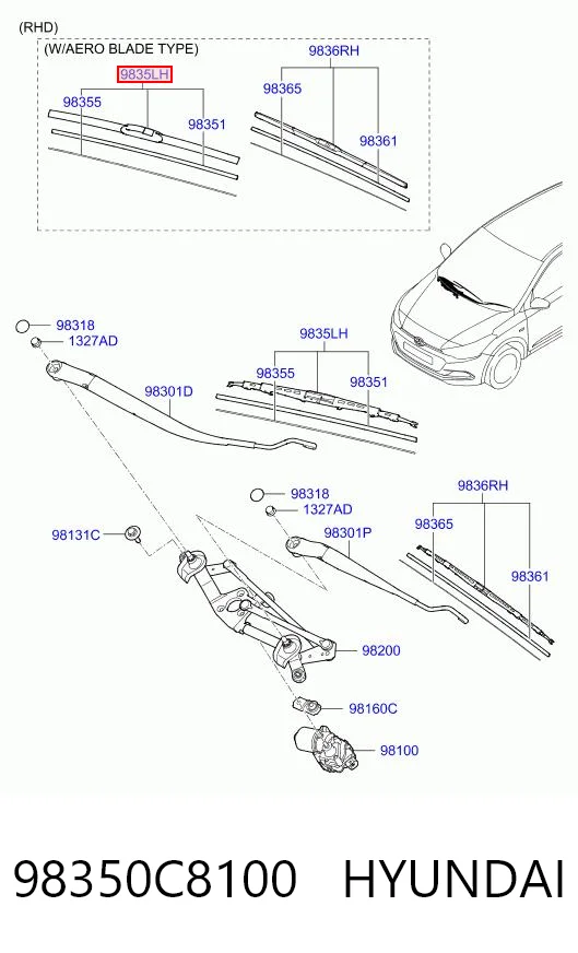 Купить EG2267330 Toyota Щетка-дворник лобового стекла пассажирская