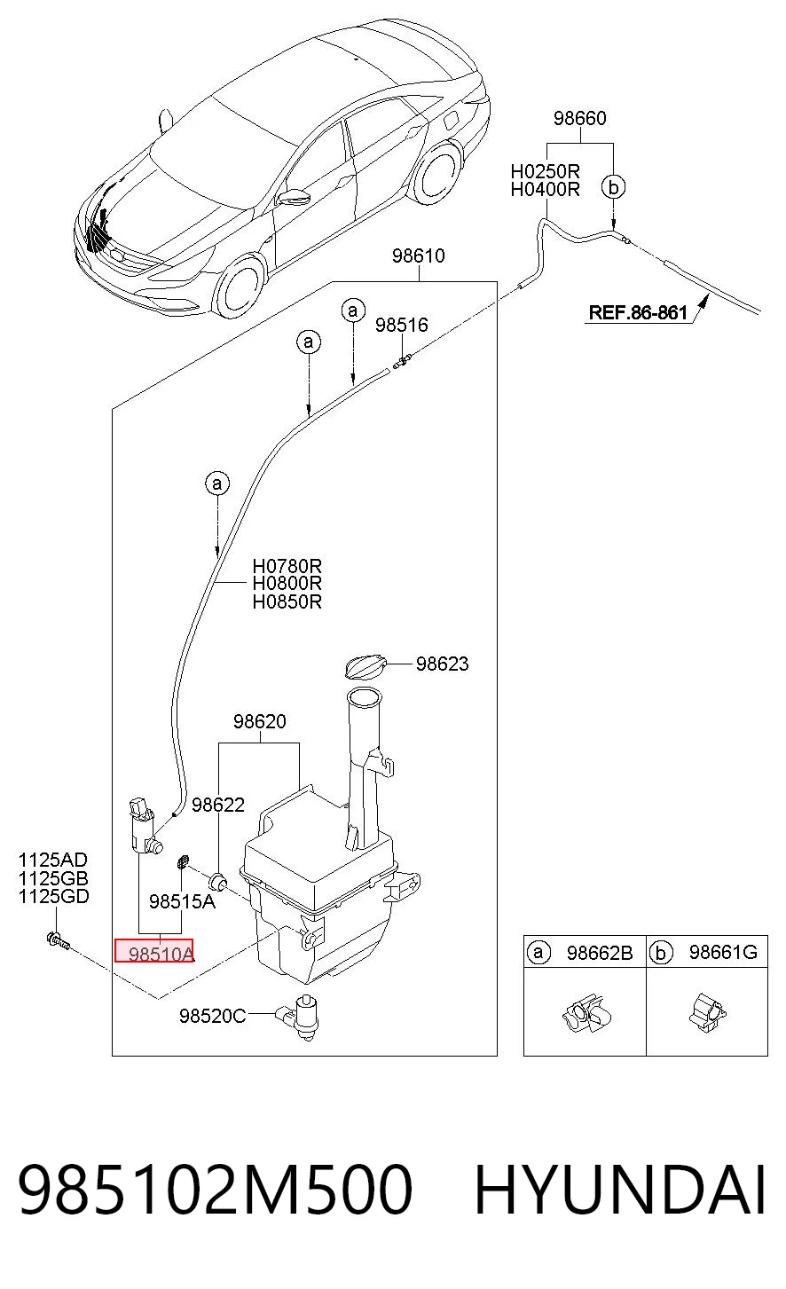 985102M500 Hyundai/Kia Мотор омывателя лобового стекла