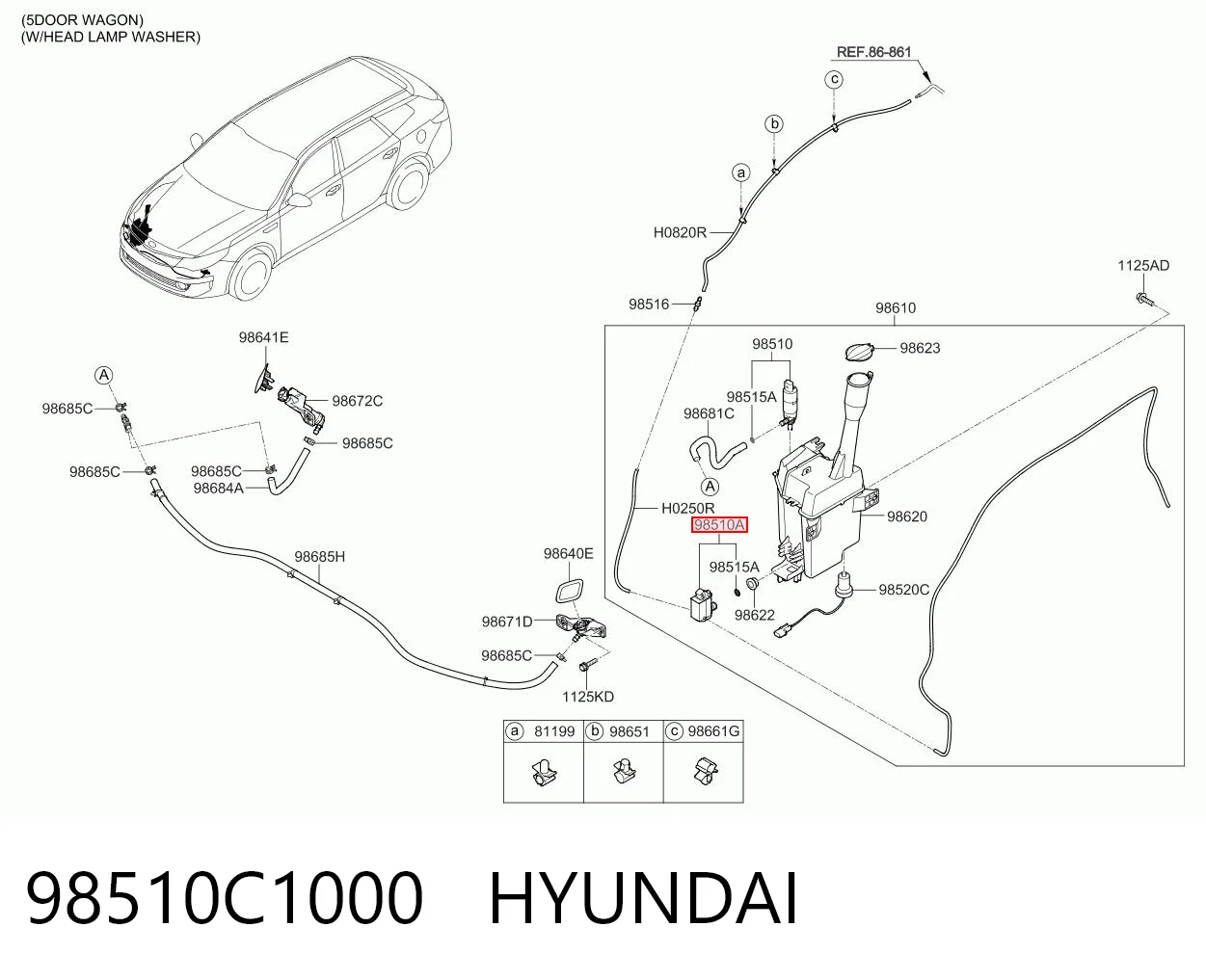 98510C1000 Hyundai/Kia Мотор омывателя лобового стекла