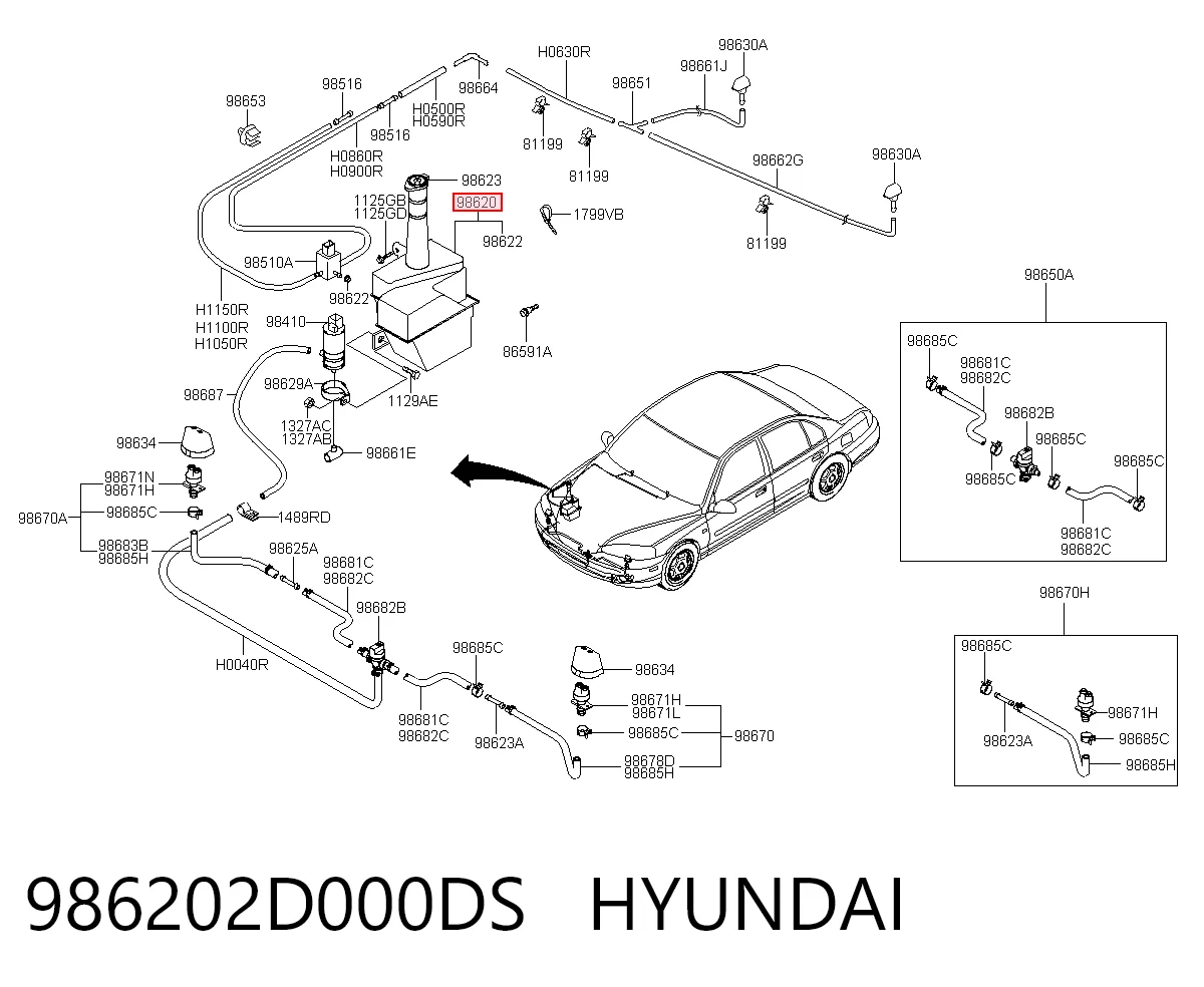 Бачок омывателя стекла на Hyundai Elantra III XD