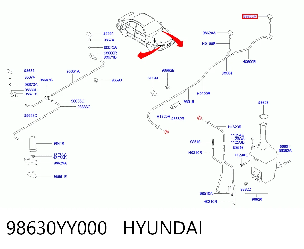 98630YY000 Hyundai/Kia Веерная форсунка омывателя