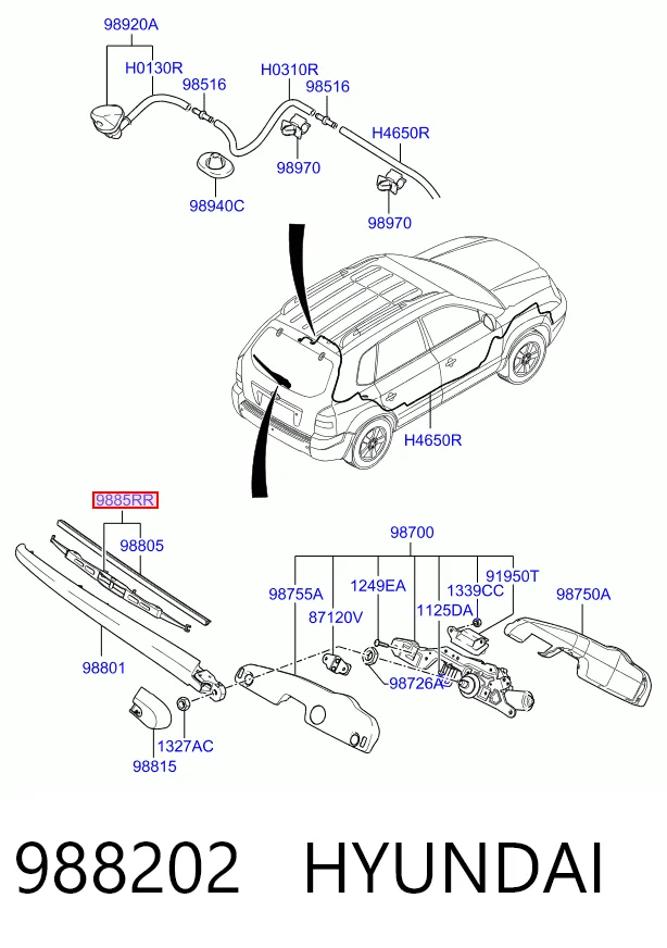 Щетка заднего стеклоочистителя на Hyundai Tucson I JM