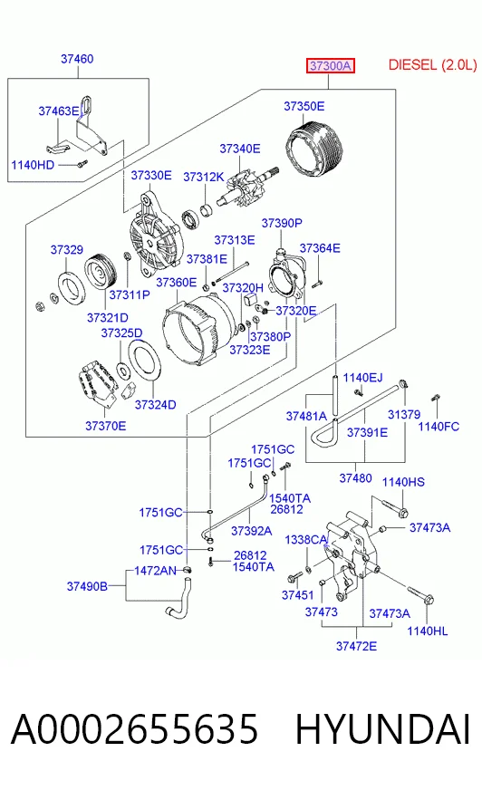 A0002655635 Hyundai/Kia Генератор автомобильный