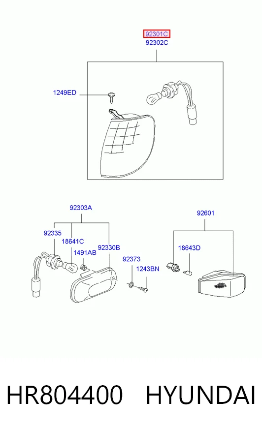 HR804301 Mitsubishi Передний фонарь указателя поворота