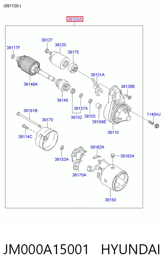 JM000A15001 Hyundai/Kia Стартер автомобиля