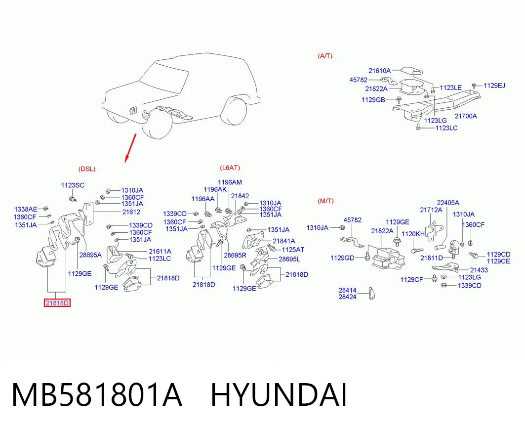  Правая подушка двигателя Hyundai Galloper 