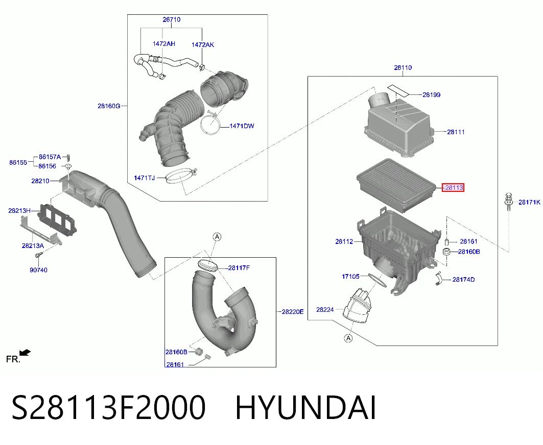 S28113F2000 Hyundai/Kia Воздушный фильтр двигателя