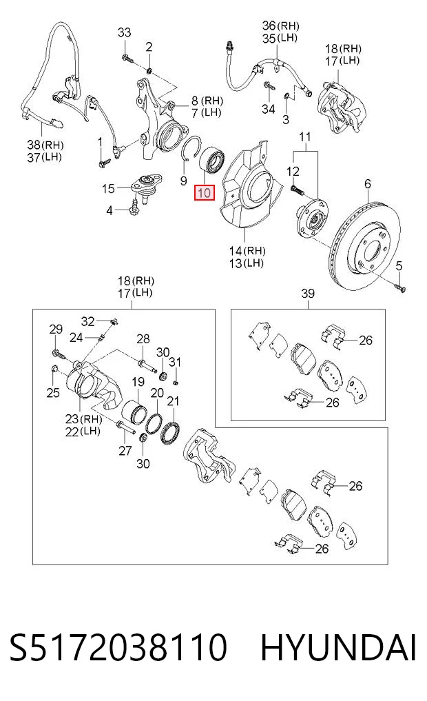 S5172038110 Hyundai/Kia Подшипник ступицы передней