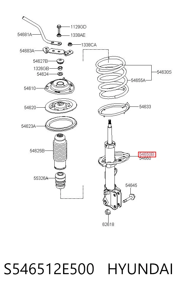S546512E500 Hyundai/Kia Амортизатор передний левый