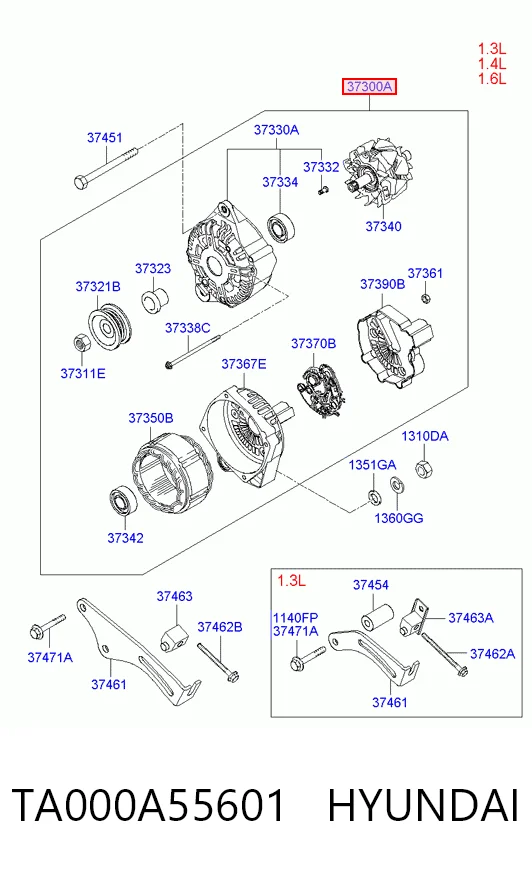 TA000A55601 Hyundai/Kia Генератор автомобильный