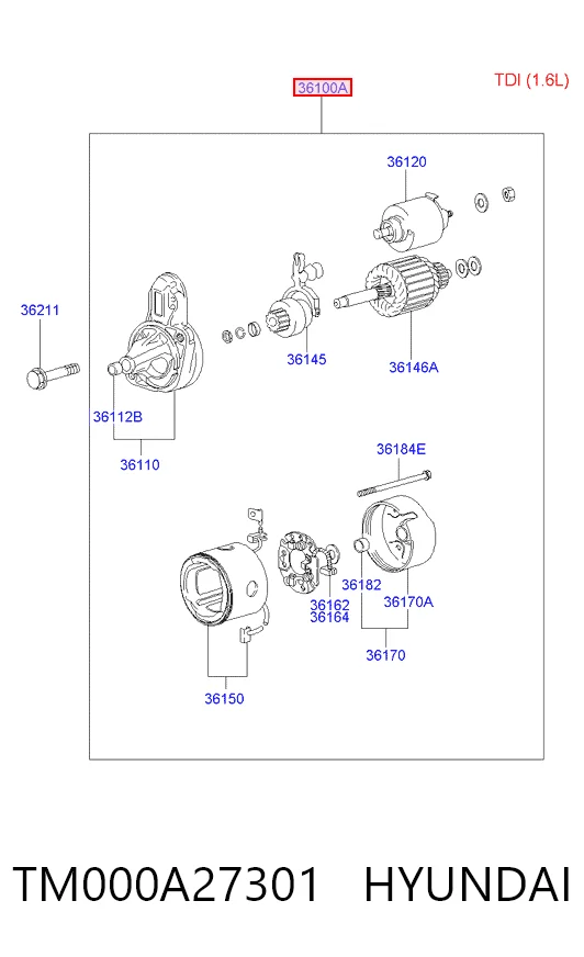 TM000A27301 Hyundai/Kia Стартер автомобиля