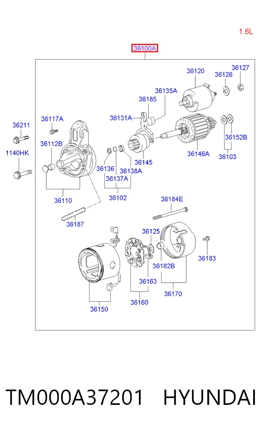TM000A37201 Hyundai/Kia Стартер автомобиля
