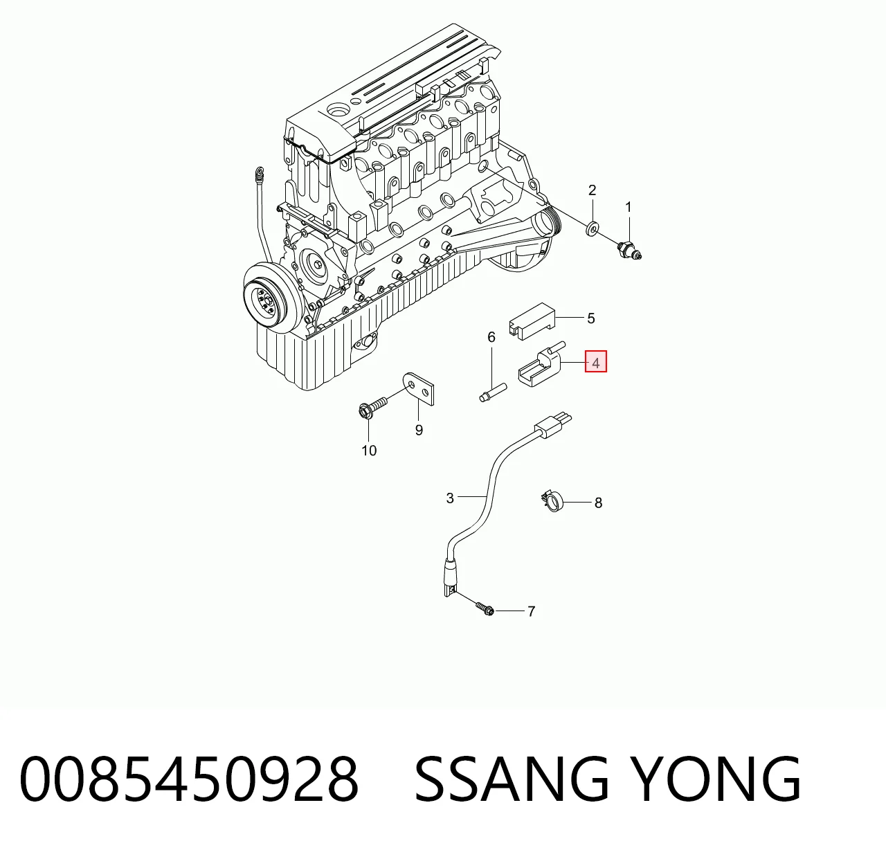 Разъем (фишка) регулятор фаз газораспределения 0085450828 Ssang Yong