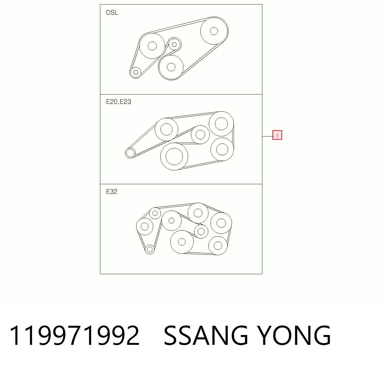 119971992 Ssang Yong Поликлиновый ремень
