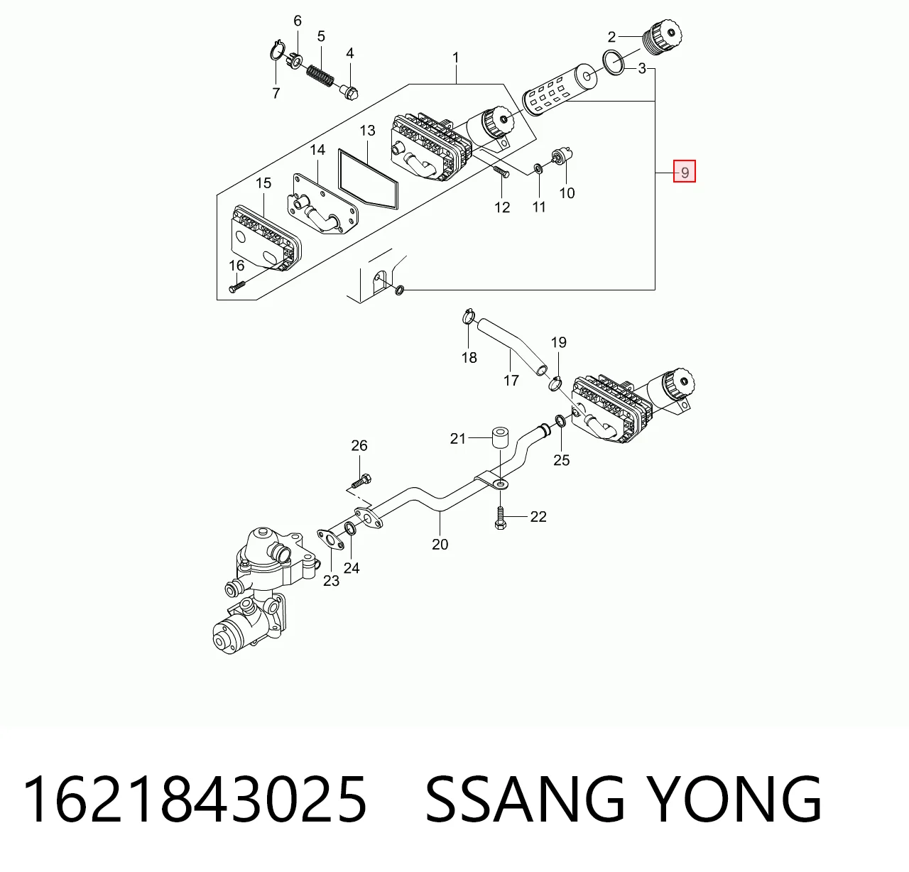1621843025 Ssang Yong Масляный фильтр двигателя