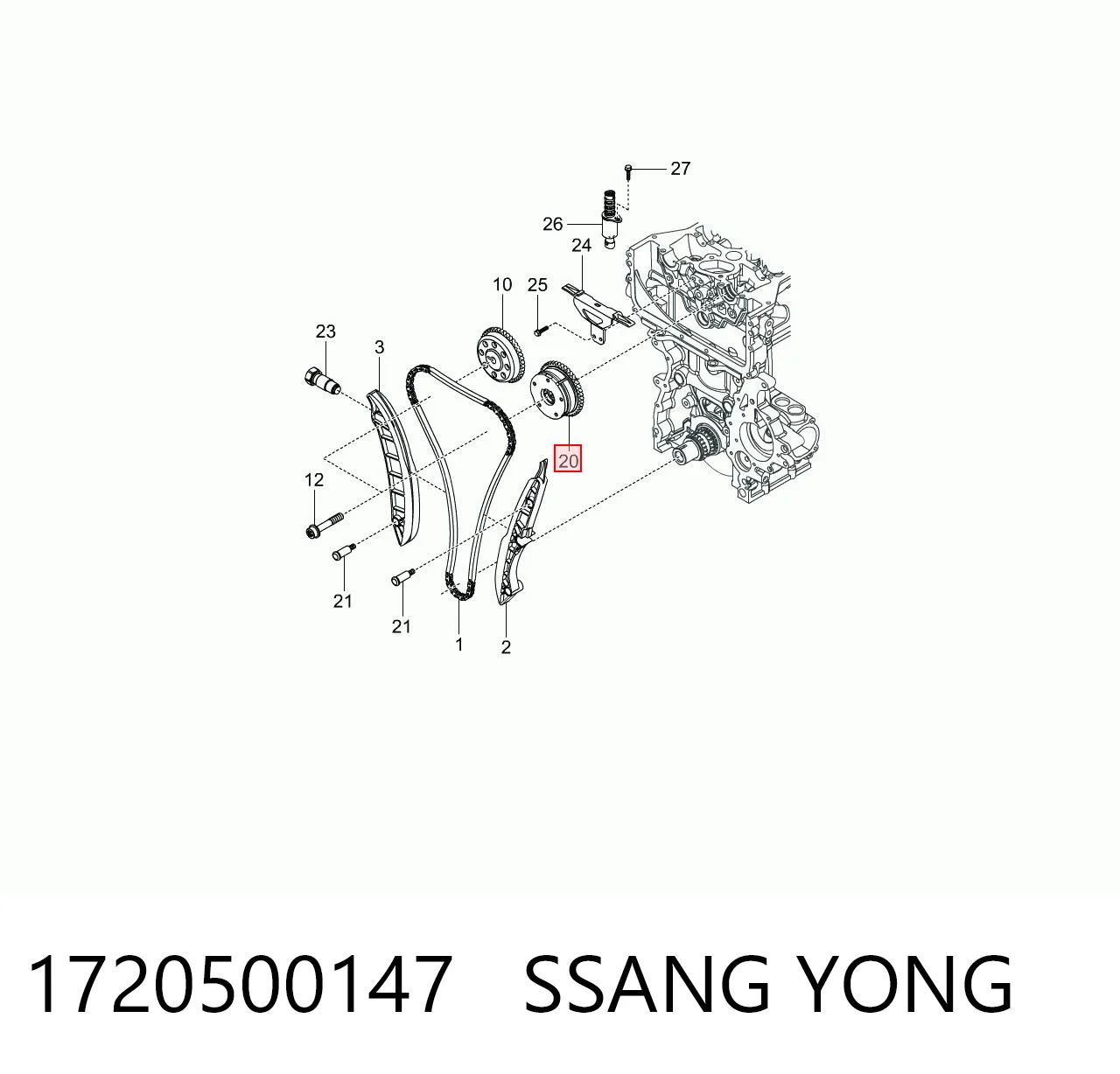 1720500147 Ssang Yong Шкив распредвала для приводного ручейкового ремня