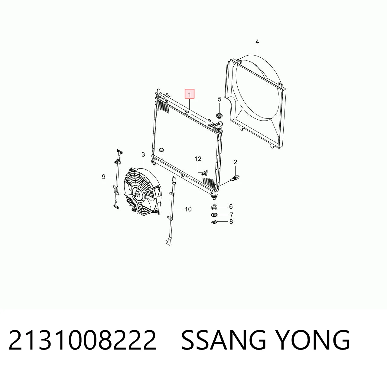 Радиатор охлаждения двигателя SSANG YONG 2131008222
