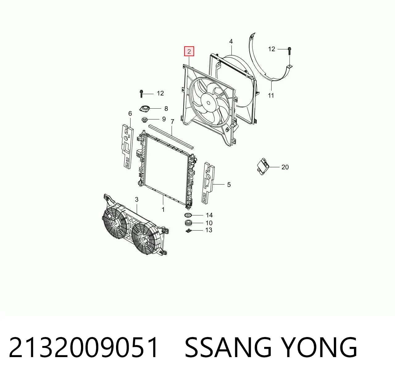 2132009051 Ssang Yong Вентилятор радиатора