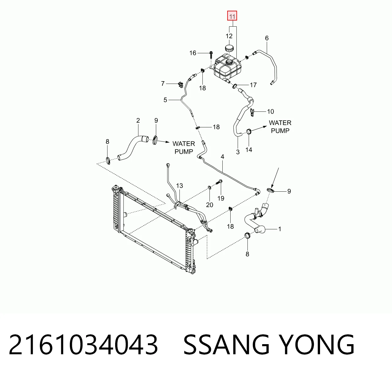 2161034043 Ssang Yong Расширительный бачок охлаждения