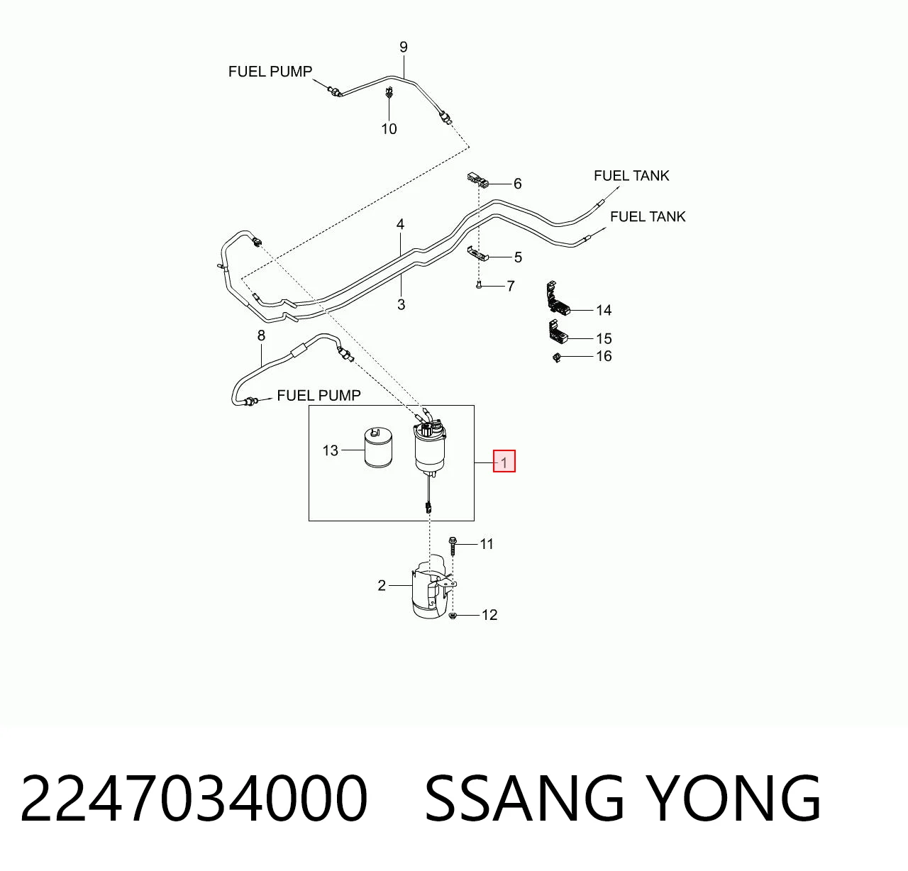2247034000 Ssang Yong Фильтр топлива