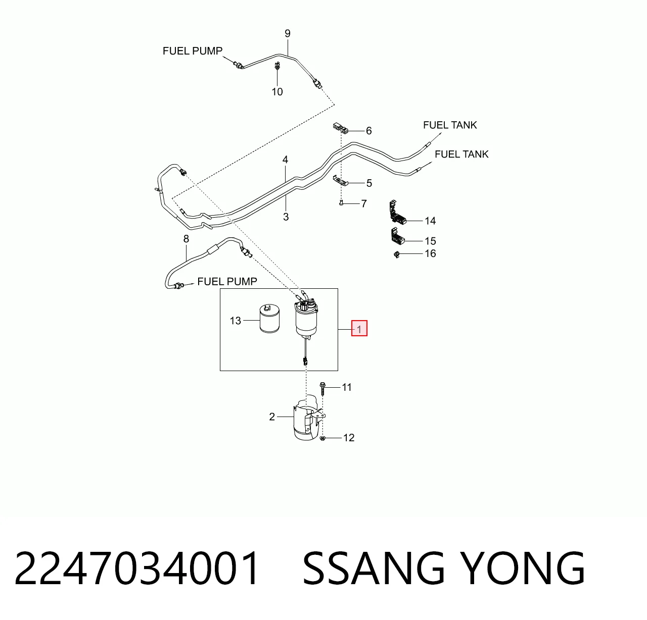 2247034001 Ssang Yong Фильтр топлива
