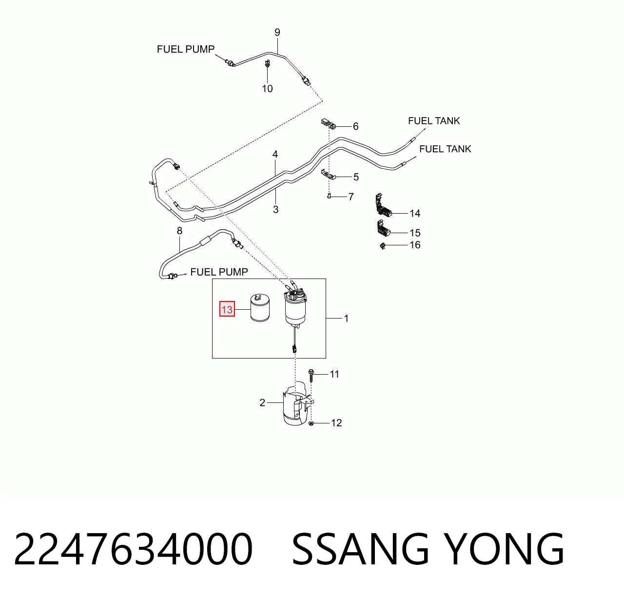 2247634000 Ssang Yong Фильтр топлива