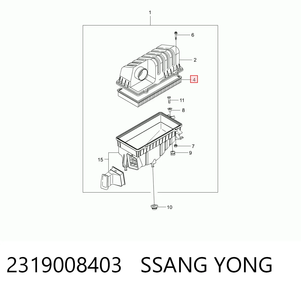 2319008403 Ssang Yong Воздушный фильтр двигателя