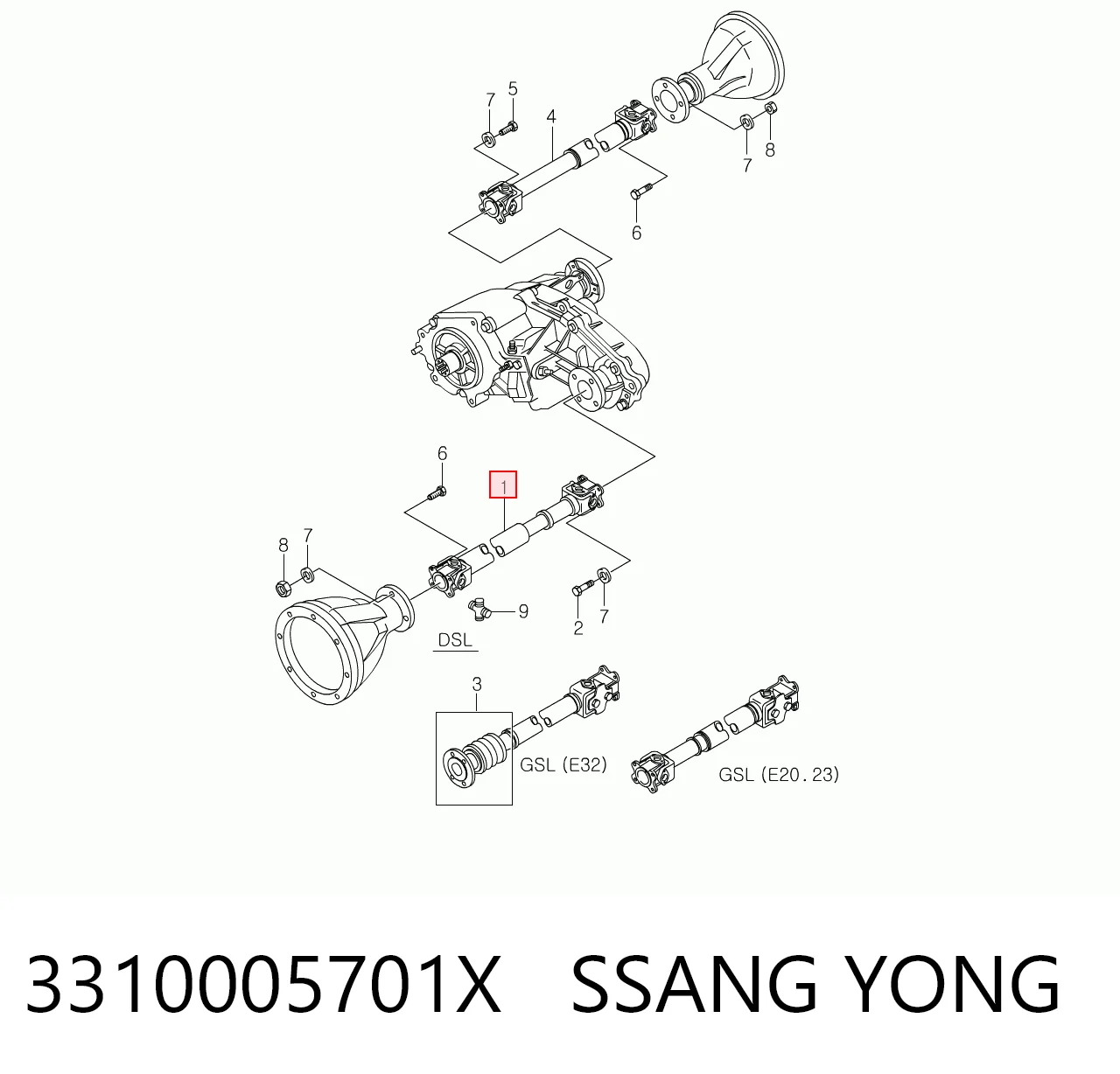 Вал карданный к переднему мосту SsangYong Musso внедорожник (FJ) (1995 - 2006) цена, от 56.50 USD