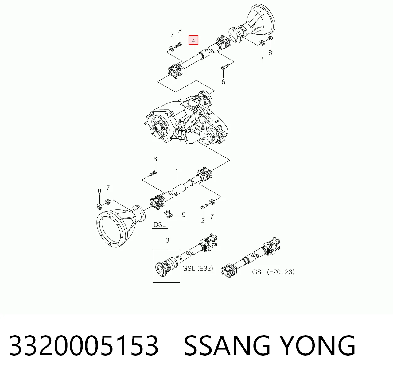 Вал карданный задний в сборе SsangYong Musso внедорожник (FJ) (1995 - 2006) цена, от 187.58 USD