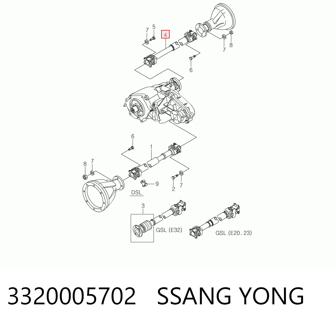Вал карданный задний в сборе SsangYong Musso внедорожник (FJ) (1995 - 2006) цена, от 187.58 USD