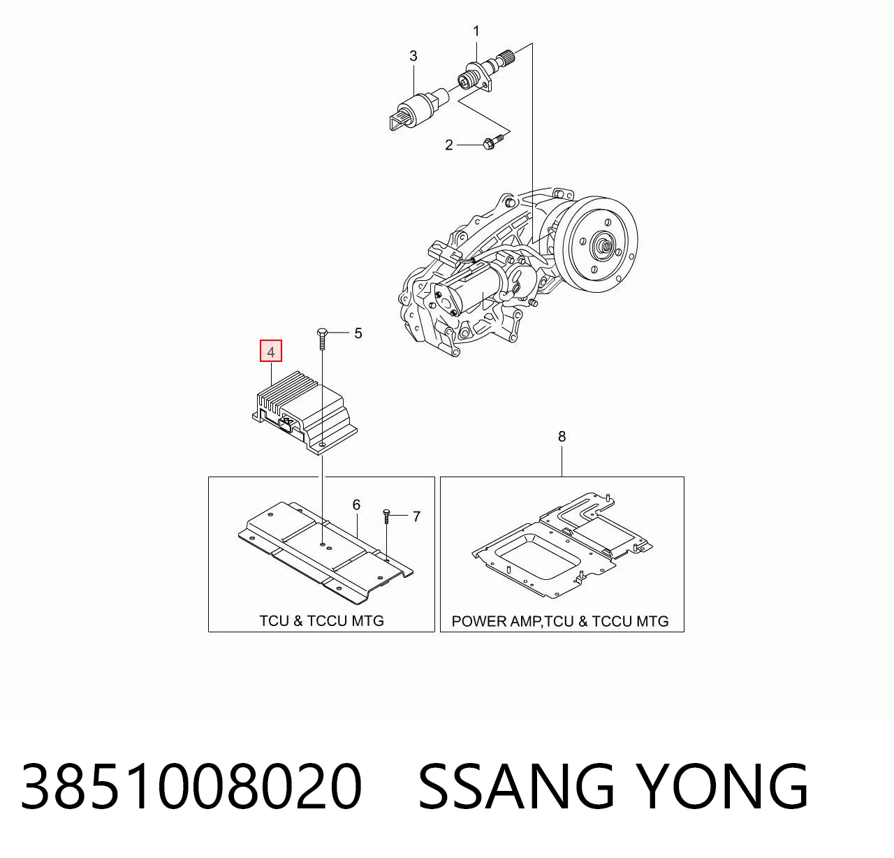 3851008020 Ssang Yong Мозги двигателя