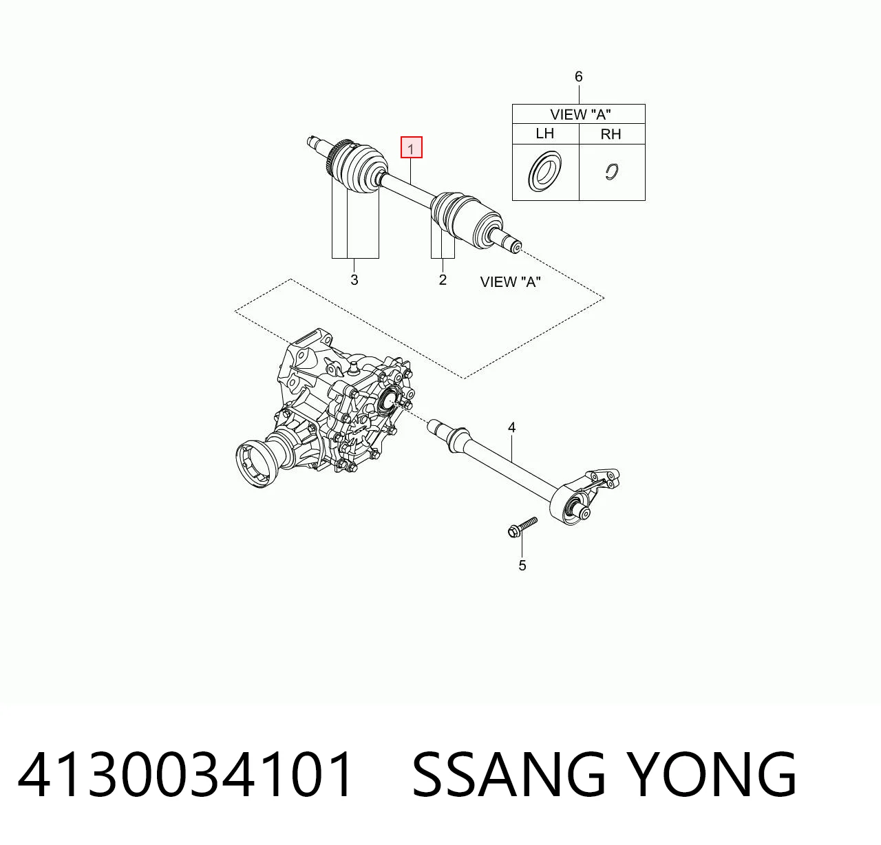 4130034101 Ssang Yong Полуось передняя левая