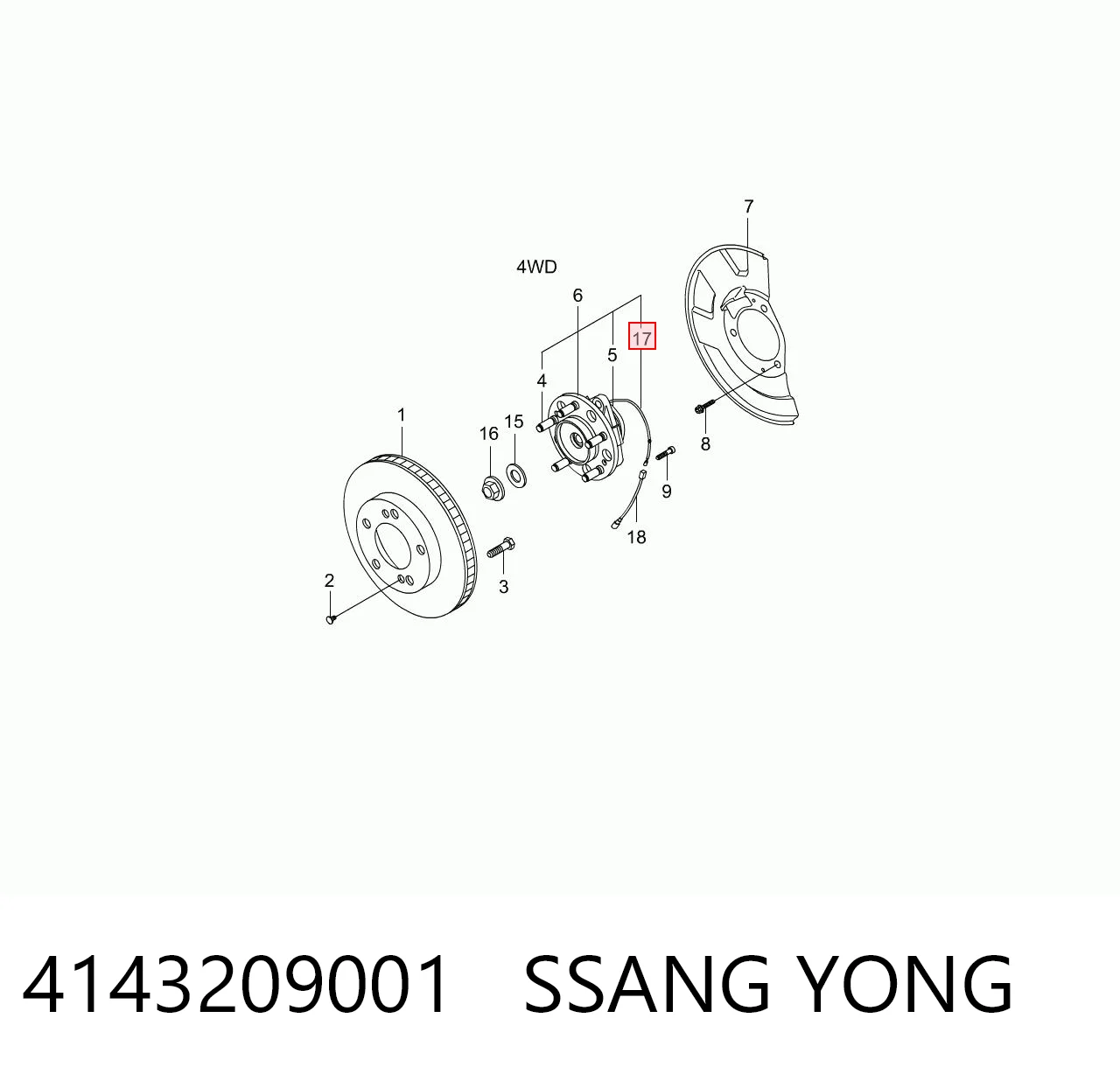4143209001 Ssang Yong Датчик АБС
