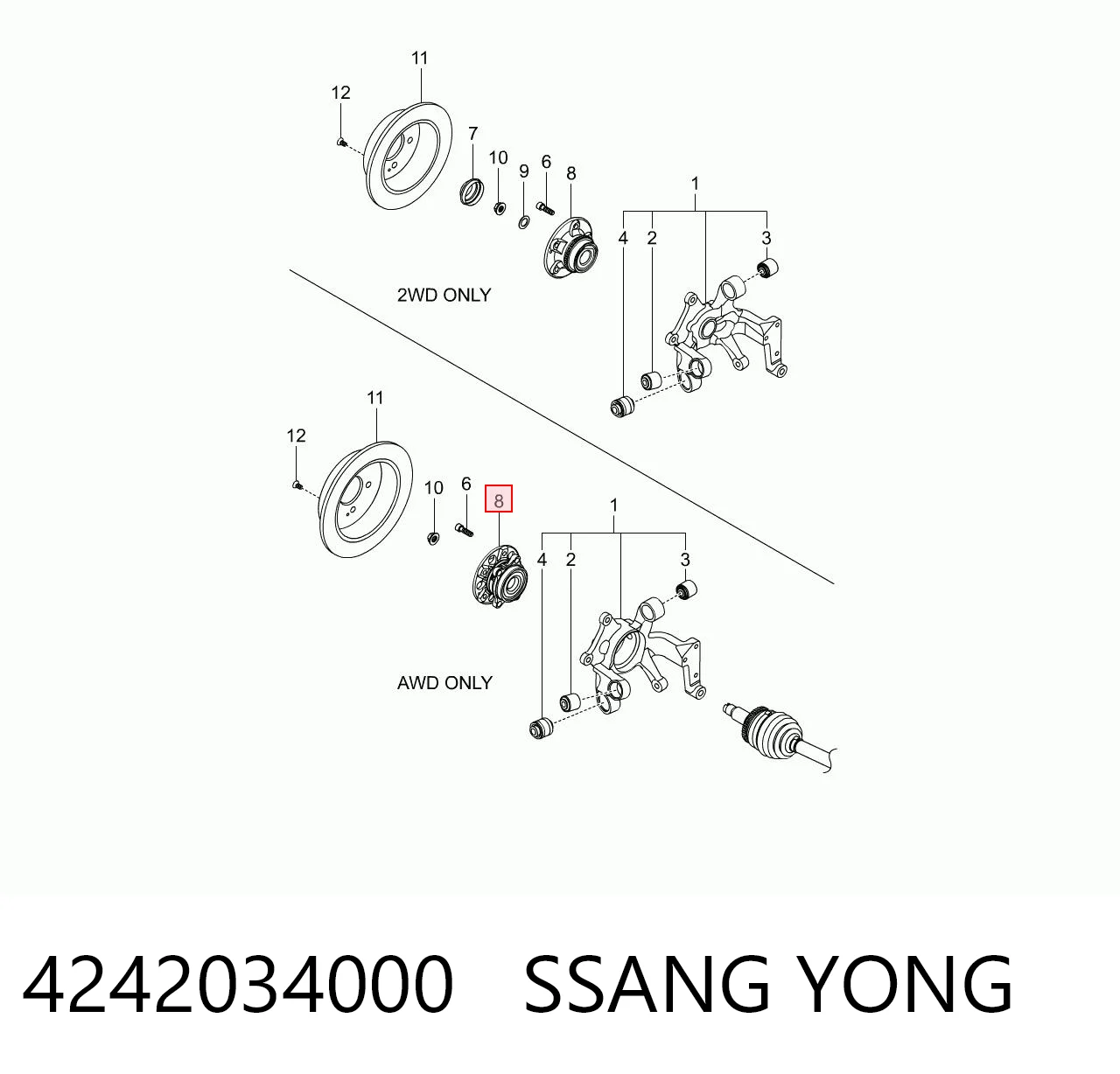4242034000 Ssang Yong Ступица задняя
